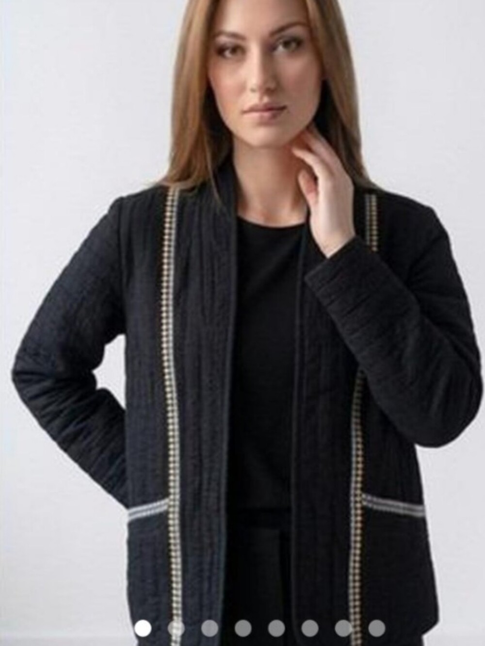 J jill Sz L Quilted Embroidered Jacket Black/Multi Nwot